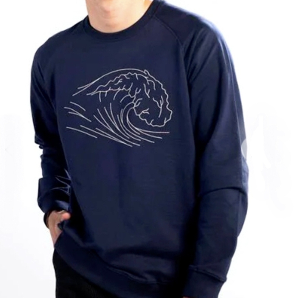 Embrace by DEDICATED Swedish Brand ▪︎ Sweatshirt Malmoe Stitched Wave ▪︎ Med EUC